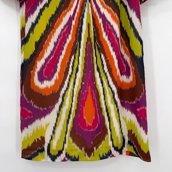 Trina Turk 100% Silk Multicolor Ikat Print Mini Dress Women’s Size 2 - Picture 3 of 8